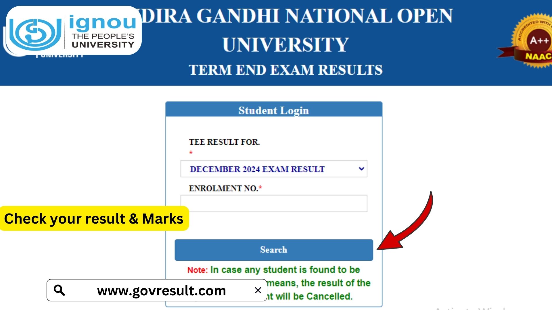 IGNOU December 2024 Results: Check Your Result Online