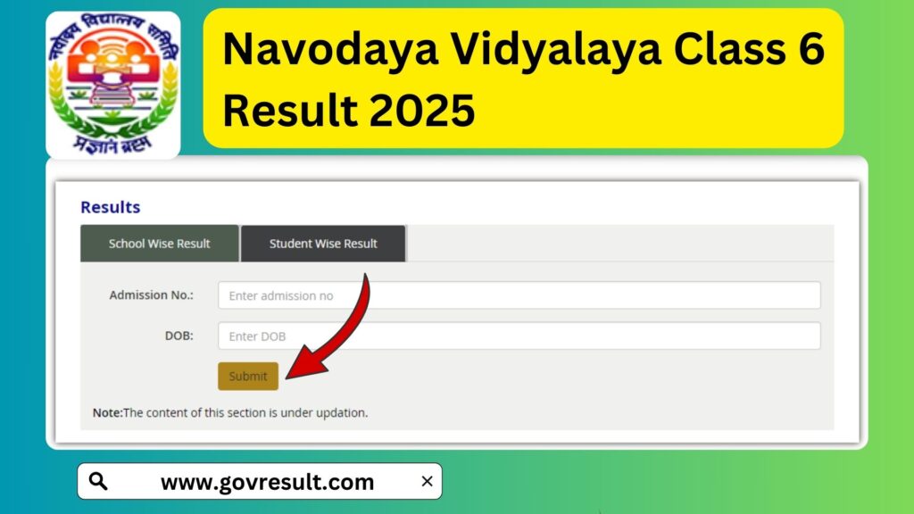 Navodaya Vidyalaya Class 6 Result 2025 – Check at Navodaya.gov.in